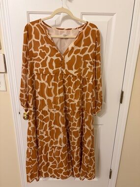 LOFT Animal Print Midi Dress, Small